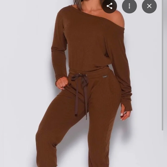 Pants - RARE Bombshell Brown Off-Shoulder Jumpsuit NWOT